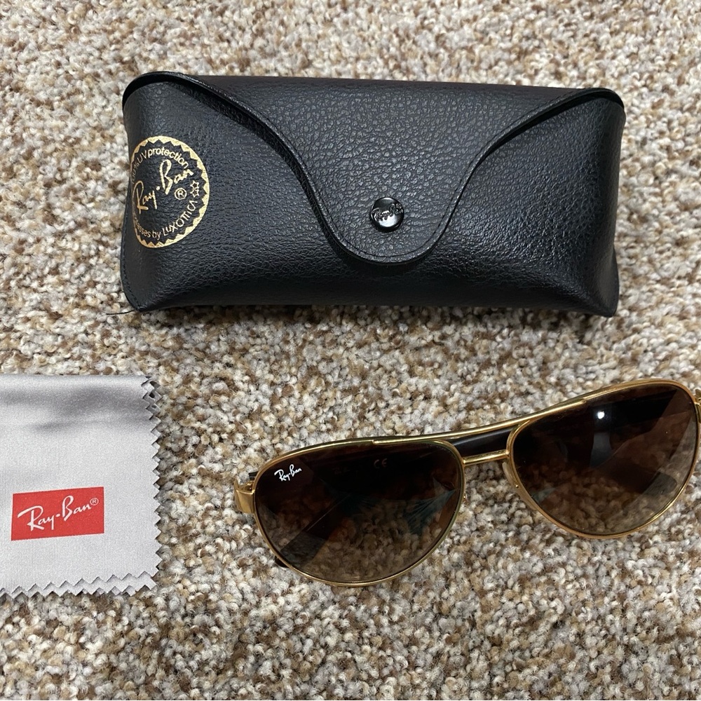 Ray-Ban Gold Frame Sunglasses with Black Case